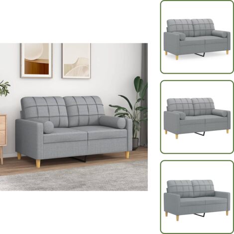 Divano moderno - vidaXL Divano a 2 Posti con Cuscini Grigio Chiaro 120 cm in Tessuto - Tessuto resistente