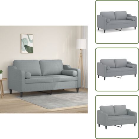 Divano moderno - vidaXL Divano a 2 Posti con Cuscini Grigio Chiaro 140 cm in Tessuto - Divano con cuscini