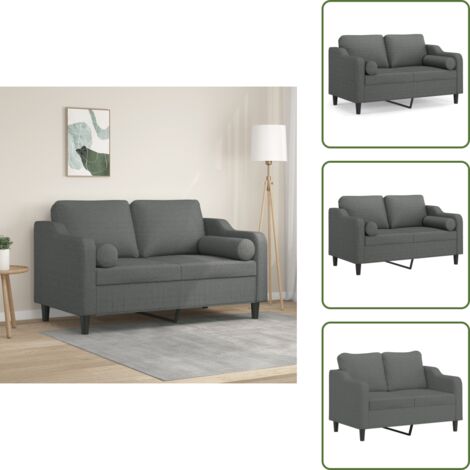 Divano moderno - vidaXL Divano a 2 Posti con Cuscini Grigio Scuro 120 cm in Tessuto - Seduta confortevole