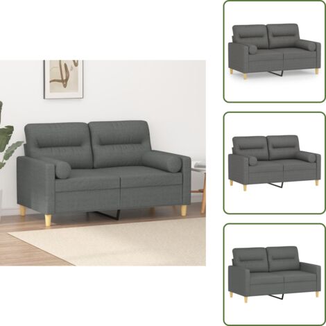 Divano moderno - vidaXL Divano a 2 Posti con Cuscini Grigio Scuro 120 cm in Tessuto - Seduta confortevole