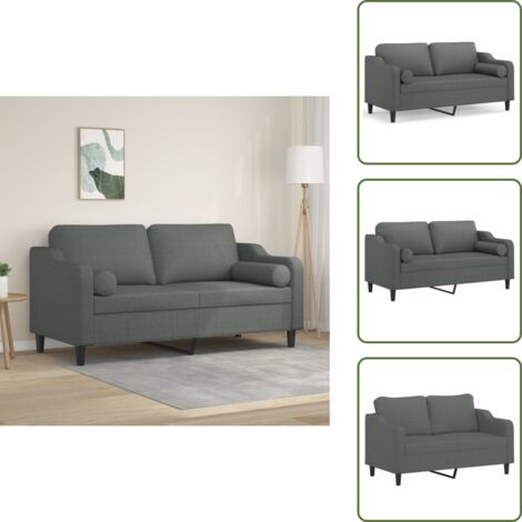 Divano moderno - vidaXL Divano a 2 Posti con Cuscini Grigio Scuro 140 cm in Tessuto - Seduta confortevole
