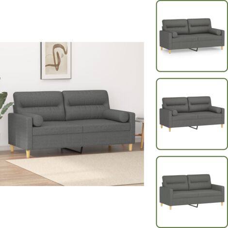 Divano moderno - vidaXL Divano a 2 Posti con Cuscini Grigio Scuro 140 cm in Tessuto - Seduta confortevole