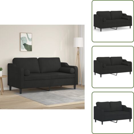 Divano moderno - vidaXL Divano a 2 Posti con Cuscini Nero 140 cm in Tessuto - Divano con schienale