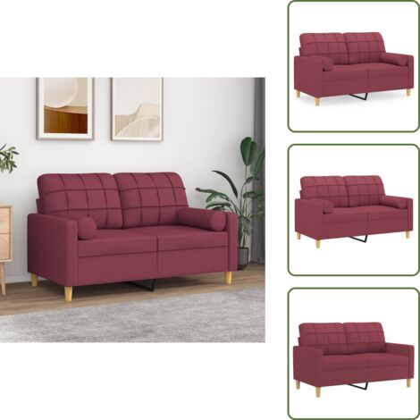 Divano moderno - vidaXL Divano a 2 Posti con Cuscini Rosso Vino 120 cm in Tessuto - Seduta confortevole