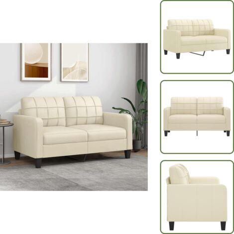 Divano moderno - vidaXL Divano a 2 Posti Crema 140 cm in Similpelle - Divano con imbottitura