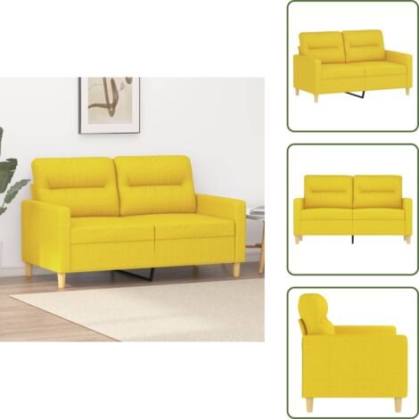 Divano moderno - vidaXL Divano a 2 Posti Giallo Chiaro 120 cm in Tessuto - Divano confortevole