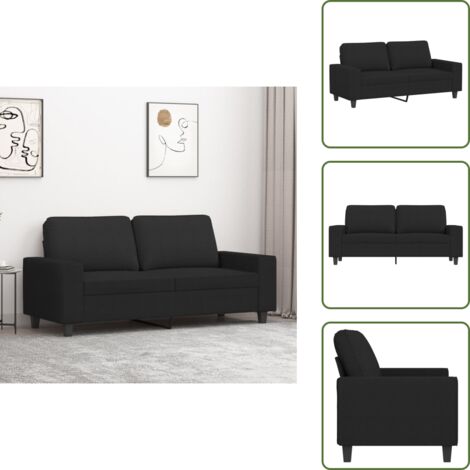 Divano moderno - vidaXL Divano a 2 Posti Nero 120 cm in Tessuto - Divano con schienale