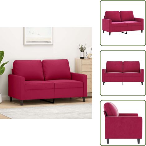Divano moderno - vidaXL Divano a 2 Posti Rosso Vino 120 cm in Velluto - Divano in metallo