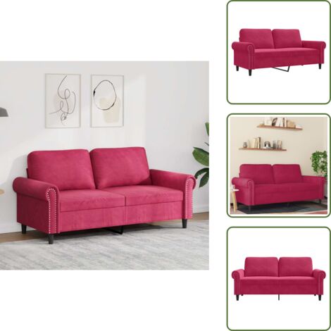 Divano moderno - vidaXL Divano a 2 Posti Rosso Vino 140 cm in Velluto - Divano in metallo