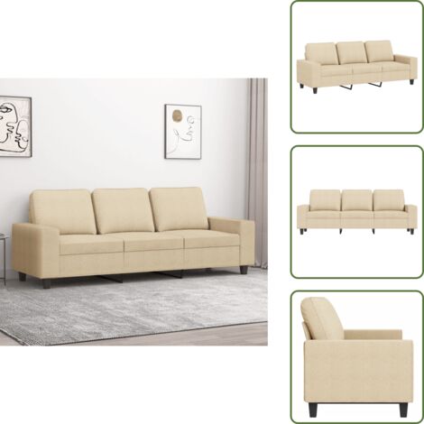 Divano moderno - vidaXL Divano a 3 Posti Crema 180 cm in Tessuto - Divano comfort