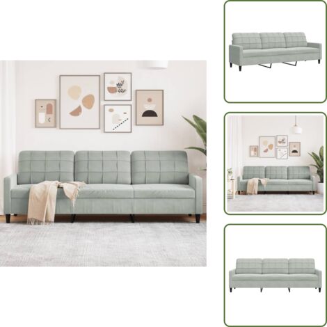 Divano moderno - vidaXL Divano a 3 Posti Grigio Chiaro 210 cm in Velluto - Divano per casa