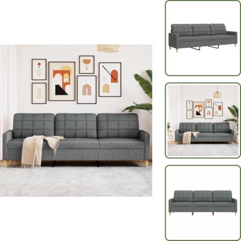 Divano moderno - vidaXL Divano a 3 Posti Grigio Scuro 210 cm in Tessuto - Divano grigio scuro