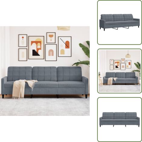 Divano moderno - vidaXL Divano a 3 Posti Grigio Scuro 210 cm in Velluto - Divano per casa