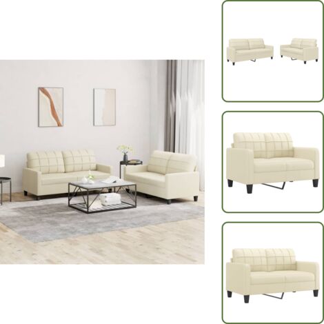 Divano moderno - vidaXL Set di Divani 2 pz con Cuscini crema in Similpelle - Divano da soggiorno