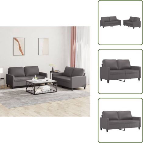 Divano moderno - vidaXL Set di Divani 2 pz con Cuscini Grigio in Similpelle - Divano per soggiorno