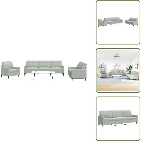 Divano moderno - vidaXL Set di Divani 4 pz con Cuscini Grigio Chiaro in Velluto - Divano con poggiapiedi