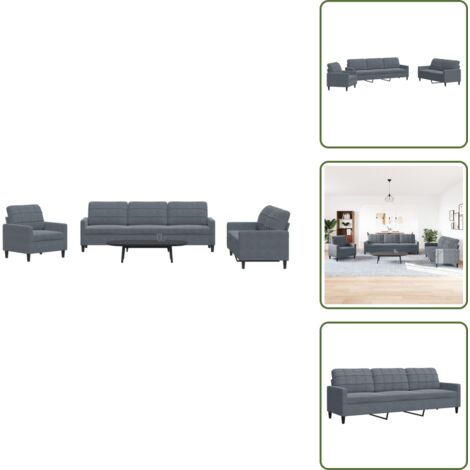 Divano moderno - vidaXL Set di Divani 4 pz con Cuscini Grigio Scuro in Velluto - Divano per casa