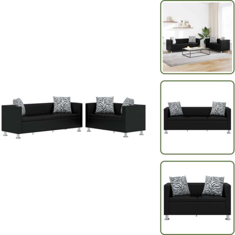 Divano moderno - vidaXL Set Divani a 3 e a 2 Posti in Similpelle Nero - Divano elegante
