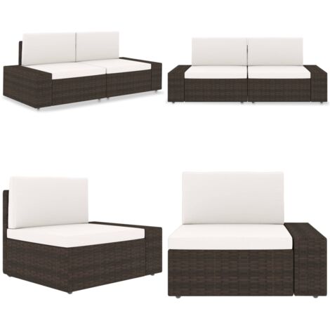 Divano Modulare a 2 Posti in Polyrattan Marrone - Divano da giardino - Rattan PE