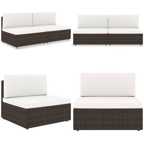 Divano Modulare a 2 Posti in Polyrattan Marrone - Divano da giardino - Rattan poliestere