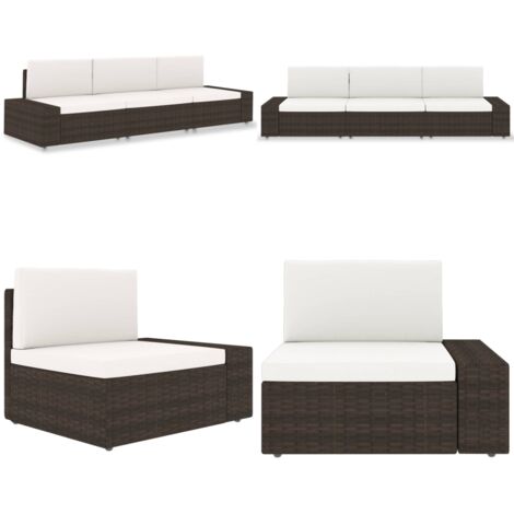 Divano Modulare a 3 Posti in Polyrattan Marrone - Divano all'aperto - Rattan poliester