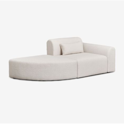 Divano modulare angolare destro a 1 posto con pouf triangolare in tessuto bouclé Borjan SKLUM            