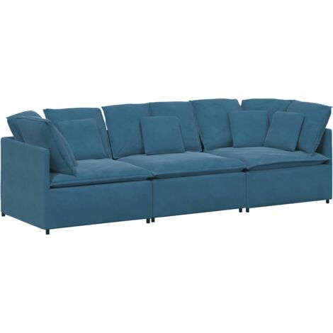 Divano Modulare con Cuscini in Velluto Blu vidaXL