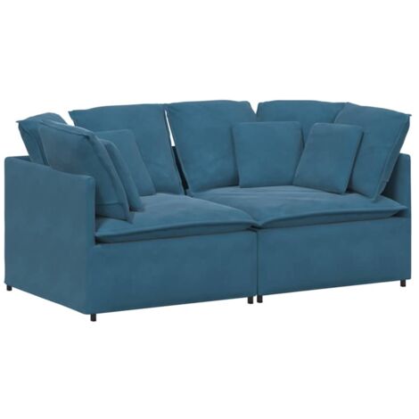 Divano Modulare con Cuscini in Velluto Blu vidaXL