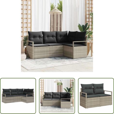 Divano modulare -  Set di divani 4 pcs Grigio chiaro polyrattan
