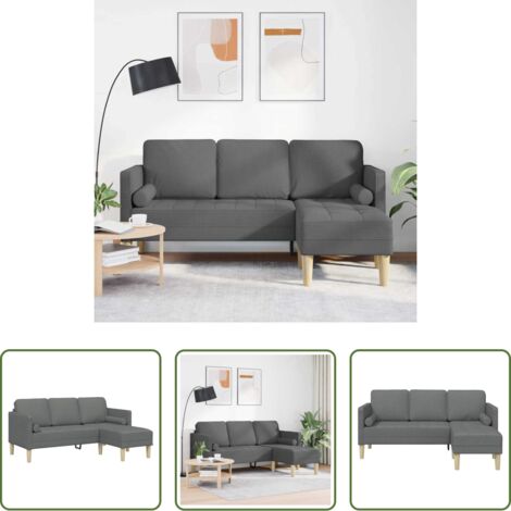 Divano modulare -  Set di divani con cuscino Grigio scuro Poliestere