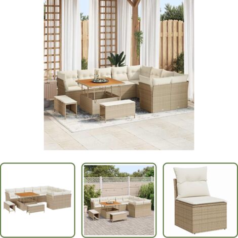 Divano modulare - Set Divano da Giardino con cuscino 12 pcs beige e panna