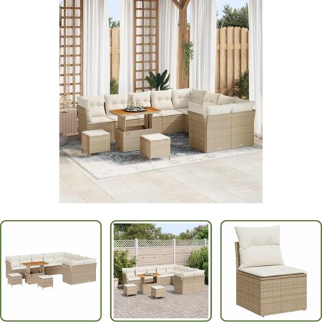Divano modulare - Set Divano da Giardino con cuscino 12 pcs beige e panna