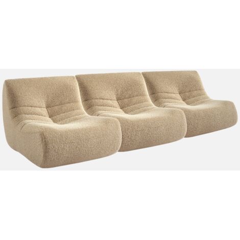 Divano modulare tessuto effetto alpaca, 3 posti