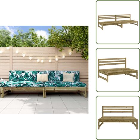 Divano modulare - vidaXL Divani Centrali da Giardino 2pz 120x80 cm Legno Impregnato Pino - Divano in pino