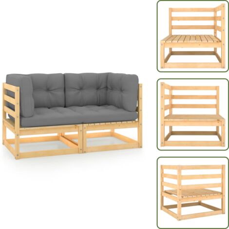 Divano modulare - vidaXL Divano da Giardino a 2 Posti con Cuscini Legno Massello di Pino - Divano da esterno