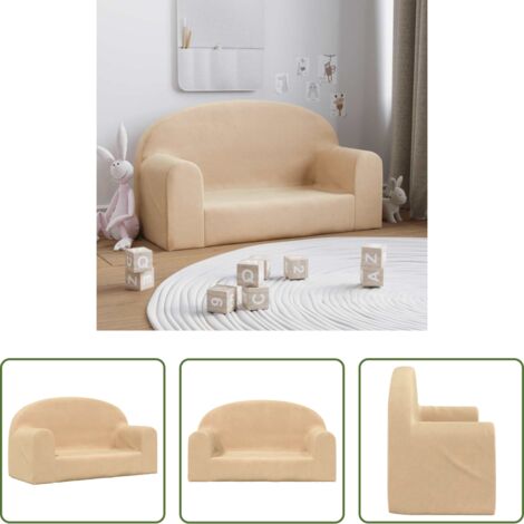 Divano morbido -  Divano per Bambini a 2 Posti Crema in Morbido Peluche