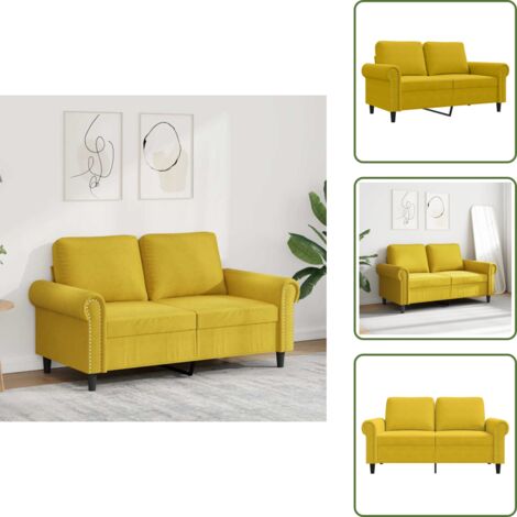 Divano morbido - vidaXL Divano a 2 Posti giallo 120 cm in Velluto - Divano in poliestere