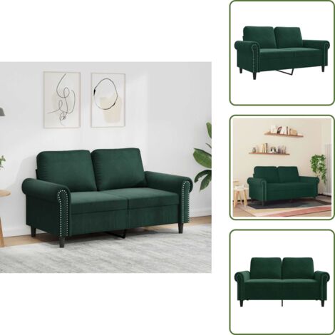 Divano morbido - vidaXL Divano a 2 Posti Verde Scuro 120 cm in Velluto - Divano con imbottitura