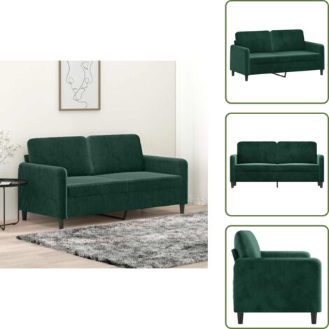 Divano morbido - vidaXL Divano a 2 Posti Verde Scuro 140 cm in Velluto - Divano con imbottitura