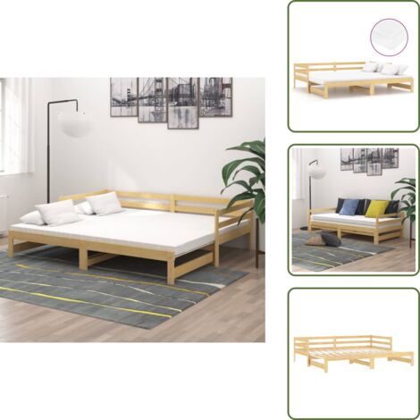 Divano multifunzionale - vidaXL Dormeuse Estraibile 2x(90x200) cm in Legno Massello di Pino - Materasso extra morbido