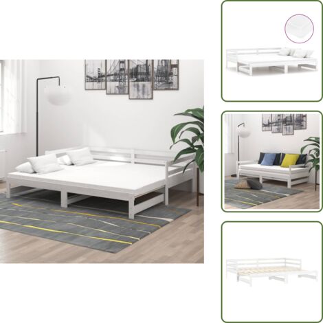 Divano multifunzionale - vidaXL Dormeuse Estraibile 2x(90x200) cm Nera in Massello di Pino - Letto per ospiti