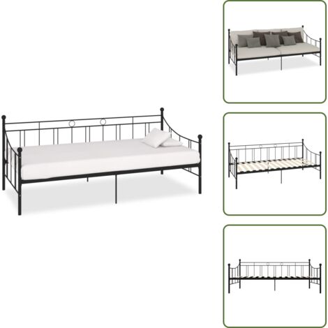 Divano multifunzionale - vidaXL Telaio Divano Letto Nero in Metallo 90x200 cm - Divano letto in metallo