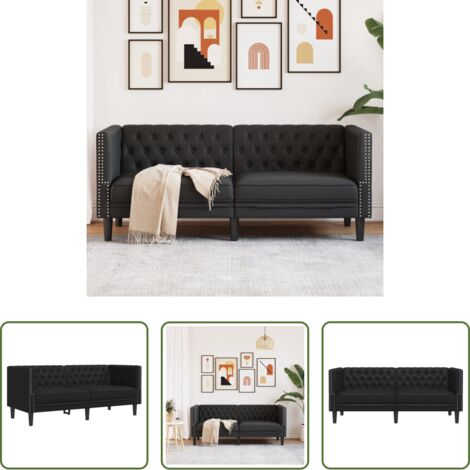 Divano nero -  Divano Chesterfield Nero in Similpelle