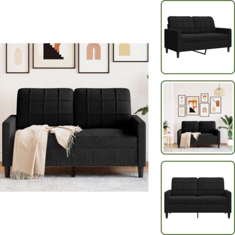 Divano nero - vidaXL Divano a 2 Posti Nero 120 cm in Velluto - Seduta confortevole