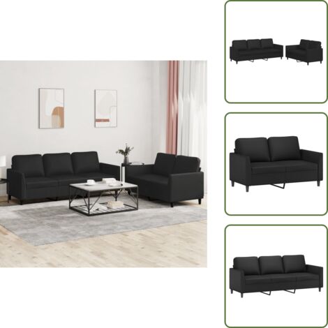 Divano nero - vidaXL Set di Divani 2 pz con Cuscini Nero in Similpelle - Divano con cuscini