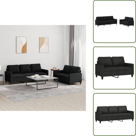 Divano nero - vidaXL Set di Divani 2 pz con Cuscini Nero in Tessuto - Divano con cuscini