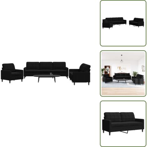 Divano nero - vidaXL Set di Divani 3 pz con Cuscini Nero in Velluto - Divano con cuscini