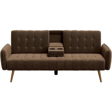 DIVANO NEW 196X81XH78CM MARRONE IN TESSUTO