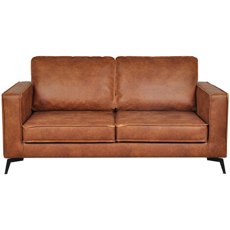 Divano pelle vintage cognac 2 posti - pelle bovina ricostituita SONNY
