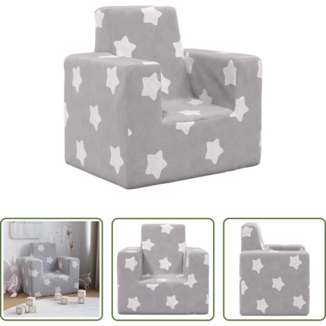 Divano peluche -  Divano per Bambini Grigio Chiaro con Stelle in Morbido Peluche